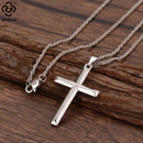 Rinntin 925 Sterling Silver Simple Cross Pendant for Women Men Pure Silver Fashion Christian Religious Jewelry Chain Gift SNMN01