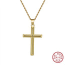 Rinntin 925 Sterling Silver Simple Cross Pendant for Women Men Pure Silver Fashion Christian Religious Jewelry Chain Gift SNMN01