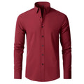 Men's long sleeved shirt, elastic, non ironing, wrinkle resistant, minimalist, business casual, silky, and traceless white shirt