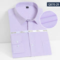 8XL7XL Bamboo Fiber Elastic Anti-wrinkle Shirt Men's Long-sleeved Solid Color White Shirt Slim Fit Shirt Men Plaid Striped Shirt