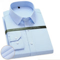 8XL7XL Bamboo Fiber Elastic Anti-wrinkle Shirt Men's Long-sleeved Solid Color White Shirt Slim Fit Shirt Men Plaid Striped Shirt