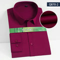 8XL7XL Bamboo Fiber Elastic Anti-wrinkle Shirt Men's Long-sleeved Solid Color White Shirt Slim Fit Shirt Men Plaid Striped Shirt