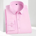 8XL7XL Bamboo Fiber Elastic Anti-wrinkle Shirt Men's Long-sleeved Solid Color White Shirt Slim Fit Shirt Men Plaid Striped Shirt