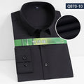 8XL7XL Bamboo Fiber Elastic Anti-wrinkle Shirt Men's Long-sleeved Solid Color White Shirt Slim Fit Shirt Men Plaid Striped Shirt
