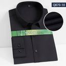 8XL7XL Bamboo Fiber Elastic Anti-wrinkle Shirt Men's Long-sleeved Solid Color White Shirt Slim Fit Shirt Men Plaid Striped Shirt