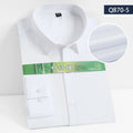 8XL7XL Bamboo Fiber Elastic Anti-wrinkle Shirt Men's Long-sleeved Solid Color White Shirt Slim Fit Shirt Men Plaid Striped Shirt