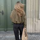 Women's Bomber Jackets Coats Fashion Turn-down Collar Long Sleeve Loose Coats Vintage Female Outerwear Chic Tops