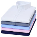 8XL7XL Bamboo Fiber Elastic Anti-wrinkle Shirt Men's Long-sleeved Solid Color White Shirt Slim Fit Shirt Men Plaid Striped Shirt