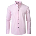 Men's long sleeved shirt, elastic, non ironing, wrinkle resistant, minimalist, business casual, silky, and traceless white shirt