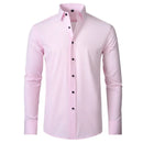Men's long sleeved shirt, elastic, non ironing, wrinkle resistant, minimalist, business casual, silky, and traceless white shirt