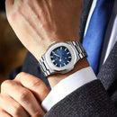 POEDAGAR Luxury Brand Men's Quartz Wristwatch Stainless Steel Waterproof Luminous Date Man Clock Square Business Watches For Men