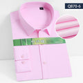 8XL7XL Bamboo Fiber Elastic Anti-wrinkle Shirt Men's Long-sleeved Solid Color White Shirt Slim Fit Shirt Men Plaid Striped Shirt