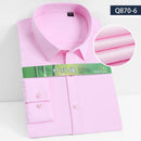 8XL7XL Bamboo Fiber Elastic Anti-wrinkle Shirt Men's Long-sleeved Solid Color White Shirt Slim Fit Shirt Men Plaid Striped Shirt