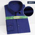 8XL7XL Bamboo Fiber Elastic Anti-wrinkle Shirt Men's Long-sleeved Solid Color White Shirt Slim Fit Shirt Men Plaid Striped Shirt