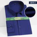 8XL7XL Bamboo Fiber Elastic Anti-wrinkle Shirt Men's Long-sleeved Solid Color White Shirt Slim Fit Shirt Men Plaid Striped Shirt