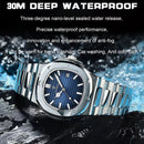 POEDAGAR Luxury Brand Men's Quartz Wristwatch Stainless Steel Waterproof Luminous Date Man Clock Square Business Watches For Men