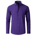 Men's long sleeved shirt, elastic, non ironing, wrinkle resistant, minimalist, business casual, silky, and traceless white shirt