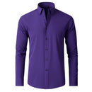 Men's long sleeved shirt, elastic, non ironing, wrinkle resistant, minimalist, business casual, silky, and traceless white shirt