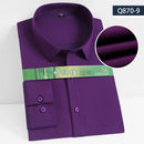 8XL7XL Bamboo Fiber Elastic Anti-wrinkle Shirt Men's Long-sleeved Solid Color White Shirt Slim Fit Shirt Men Plaid Striped Shirt