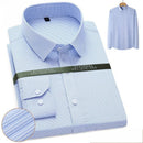 8XL7XL Bamboo Fiber Elastic Anti-wrinkle Shirt Men's Long-sleeved Solid Color White Shirt Slim Fit Shirt Men Plaid Striped Shirt