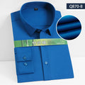 8XL7XL Bamboo Fiber Elastic Anti-wrinkle Shirt Men's Long-sleeved Solid Color White Shirt Slim Fit Shirt Men Plaid Striped Shirt