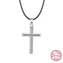 Rinntin 925 Sterling Silver Simple Cross Pendant for Women Men Pure Silver Fashion Christian Religious Jewelry Chain Gift SNMN01