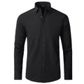 Men's long sleeved shirt, elastic, non ironing, wrinkle resistant, minimalist, business casual, silky, and traceless white shirt
