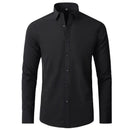 Men's long sleeved shirt, elastic, non ironing, wrinkle resistant, minimalist, business casual, silky, and traceless white shirt