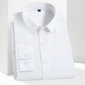 8XL7XL Bamboo Fiber Elastic Anti-wrinkle Shirt Men's Long-sleeved Solid Color White Shirt Slim Fit Shirt Men Plaid Striped Shirt
