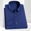 8XL7XL Bamboo Fiber Elastic Anti-wrinkle Shirt Men's Long-sleeved Solid Color White Shirt Slim Fit Shirt Men Plaid Striped Shirt