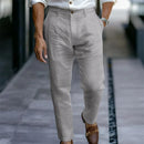 2025 Male Men's Casual Dress Linen Pants Solid White Gray Trouser Plus Size 3xl Mens Elegant Fashion Sweatpants Men Streetwear