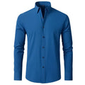 Men's long sleeved shirt, elastic, non ironing, wrinkle resistant, minimalist, business casual, silky, and traceless white shirt
