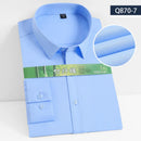 8XL7XL Bamboo Fiber Elastic Anti-wrinkle Shirt Men's Long-sleeved Solid Color White Shirt Slim Fit Shirt Men Plaid Striped Shirt
