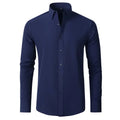 Men's long sleeved shirt, elastic, non ironing, wrinkle resistant, minimalist, business casual, silky, and traceless white shirt