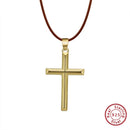 Rinntin 925 Sterling Silver Simple Cross Pendant for Women Men Pure Silver Fashion Christian Religious Jewelry Chain Gift SNMN01