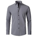 Men's long sleeved shirt, elastic, non ironing, wrinkle resistant, minimalist, business casual, silky, and traceless white shirt