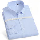 8XL7XL Bamboo Fiber Elastic Anti-wrinkle Shirt Men's Long-sleeved Solid Color White Shirt Slim Fit Shirt Men Plaid Striped Shirt
