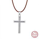 Rinntin 925 Sterling Silver Simple Cross Pendant for Women Men Pure Silver Fashion Christian Religious Jewelry Chain Gift SNMN01