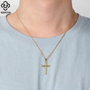 Rinntin 925 Sterling Silver Simple Cross Pendant for Women Men Pure Silver Fashion Christian Religious Jewelry Chain Gift SNMN01