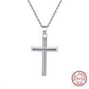 Rinntin 925 Sterling Silver Simple Cross Pendant for Women Men Pure Silver Fashion Christian Religious Jewelry Chain Gift SNMN01