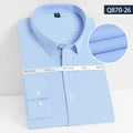 8XL7XL Bamboo Fiber Elastic Anti-wrinkle Shirt Men's Long-sleeved Solid Color White Shirt Slim Fit Shirt Men Plaid Striped Shirt