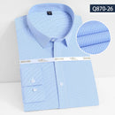 8XL7XL Bamboo Fiber Elastic Anti-wrinkle Shirt Men's Long-sleeved Solid Color White Shirt Slim Fit Shirt Men Plaid Striped Shirt