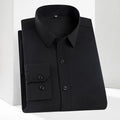 8XL7XL Bamboo Fiber Elastic Anti-wrinkle Shirt Men's Long-sleeved Solid Color White Shirt Slim Fit Shirt Men Plaid Striped Shirt