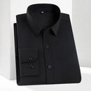 8XL7XL Bamboo Fiber Elastic Anti-wrinkle Shirt Men's Long-sleeved Solid Color White Shirt Slim Fit Shirt Men Plaid Striped Shirt