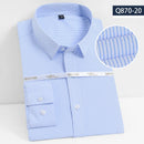 8XL7XL Bamboo Fiber Elastic Anti-wrinkle Shirt Men's Long-sleeved Solid Color White Shirt Slim Fit Shirt Men Plaid Striped Shirt
