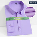 8XL7XL Bamboo Fiber Elastic Anti-wrinkle Shirt Men's Long-sleeved Solid Color White Shirt Slim Fit Shirt Men Plaid Striped Shirt